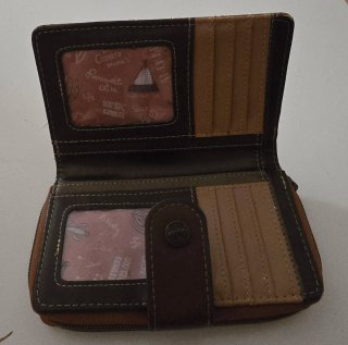 Cartera Anekke marrón y rosa con cremallera