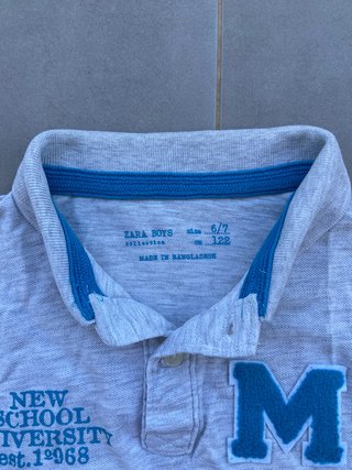 Polo gris niño Zara Boys 6-7 años, parche M