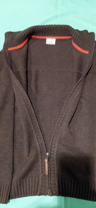 Chaqueta Punto Lacoste Marrón Cremallera
