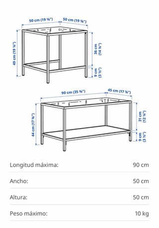 Mesa centro doble cristal extensible Vittsjo nueva