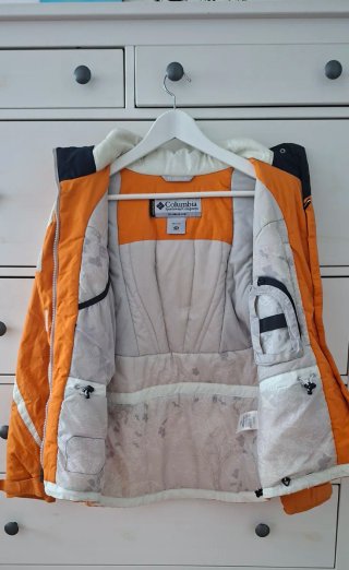 Chaqueta Columbia Talla XS Naranja y Blanca