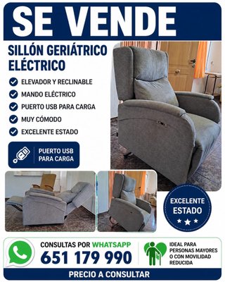 Sillón geriátrico eléctrico gris