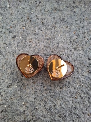 Orecchini Chanel Cuore Strass Dorati