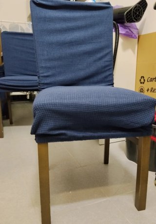 4 Sillas Comedor Wengue con Fundas Azules