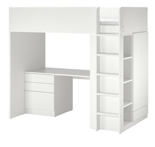 Cama Alta IKEA SMÅSTAD con Escritorio