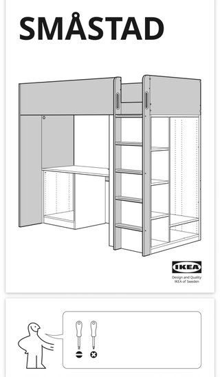 Cama Alta IKEA SMÅSTAD con Escritorio