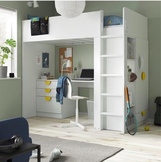 Cama Alta IKEA SMÅSTAD con Escritorio