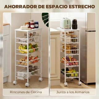 Carrito auxiliar 4 cestas con ruedas