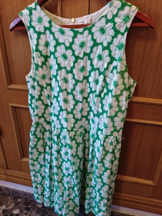 Vestido Lavand floral verde y blanco talla L