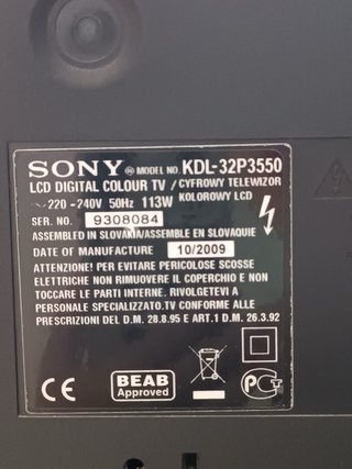 Televisión Sony Bravia 32 Negra