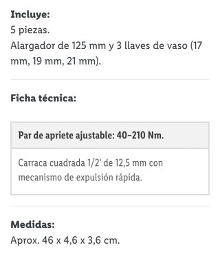 Llave dinamométrica Parkside 40-210 Nm