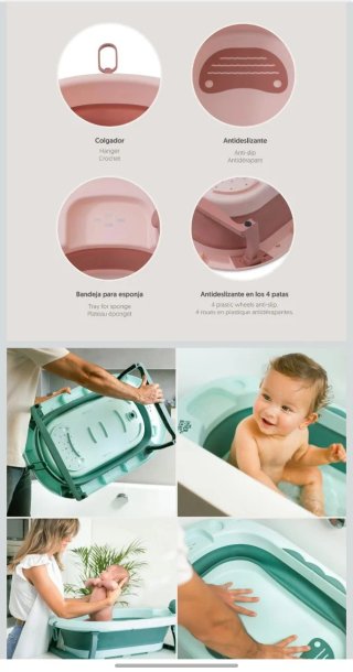 Bañera Plegable Bebé Interbaby Rosa