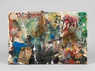 Quadro Materico Assemblage Multicolore
