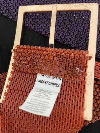 Set 2 cinture strass arancio e viola
