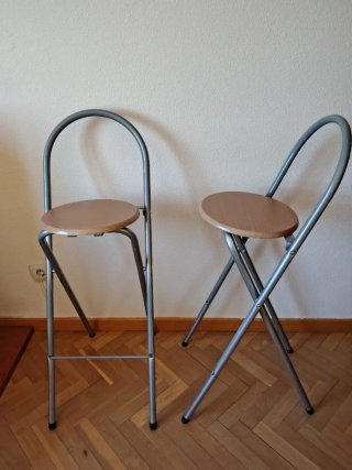 2 Taburetes Altos Madera y Metal