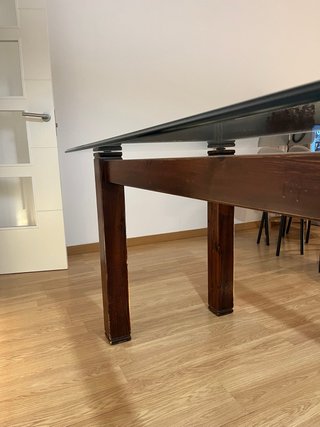 Mesa de comedor cristal y madera