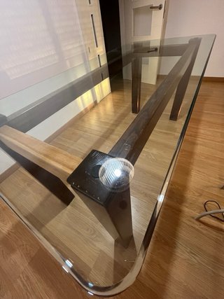 Mesa de comedor cristal y madera