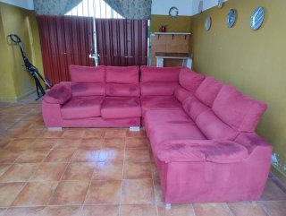 Sofá rinconera rosa