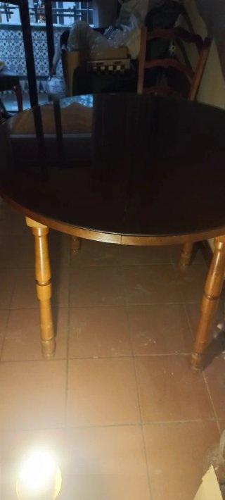 Mesa Camilla Redonda Extensible Madera y Cristal