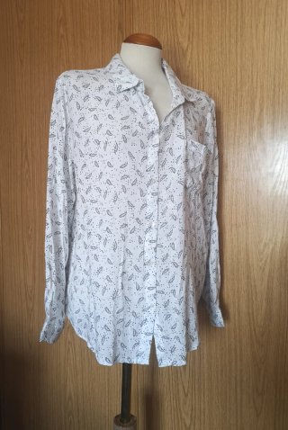 Blusa blanca estampado plumas mujer talla 48