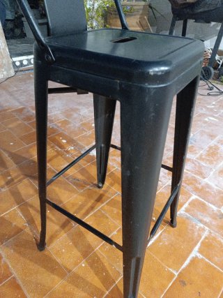 Taburete alto de metal negro 2 uds