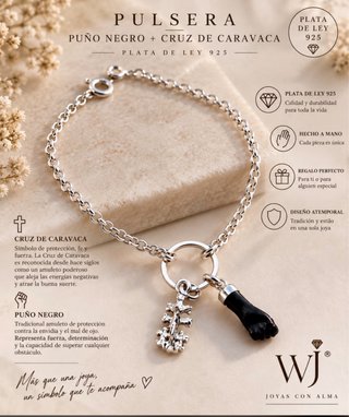 Pulsera WJ Plata 925 Cruz Caravaca Puño
