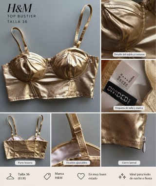 Top bustier H&M dorado Talla 36
