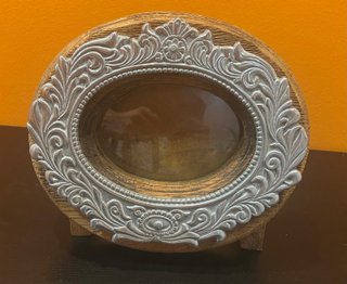 Marco de fotos ovalado madera y metal
