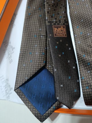 Cravatta Hermès  Blu e Marrone