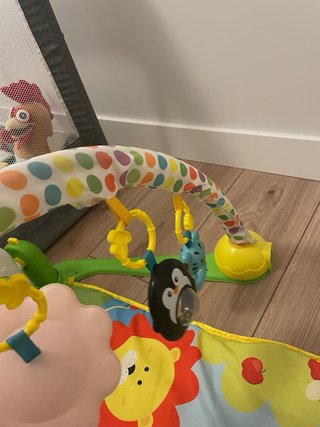 Gimnasio infantil con arco y juguetes