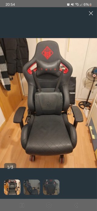 Silla Gaming Omen Negra con detalles rojos
