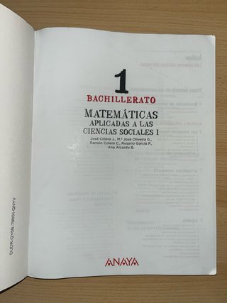 Matemáticas aplicadas a las Ciencias Sociales I...