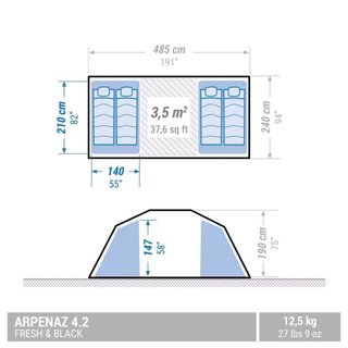 Tienda campaña 4 personas Arpenaz UPF50+