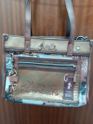 Bolso Anekke Auténtico Marrón y Dorado
