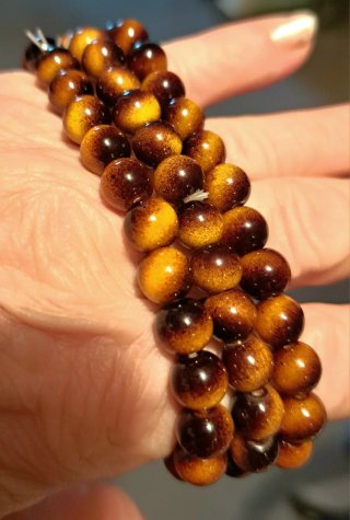 N. 3 Bracciali perline occhio di tigre lucidata