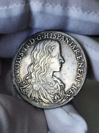 Ducado Nápoles 1684 Carlos II Plata R3 EBC+