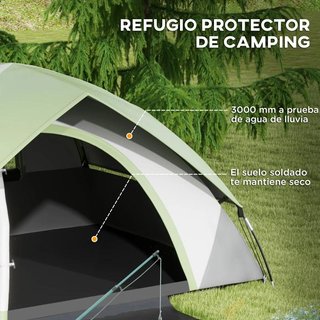 Tienda Campaña 2 Personas Impermeable 3000mm Verde