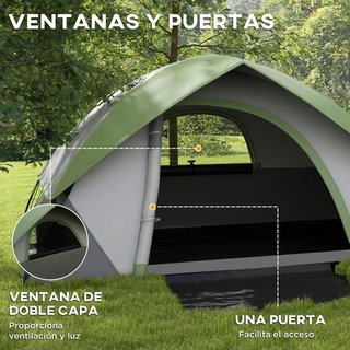 Tienda Campaña 2 Personas Impermeable 3000mm Verde