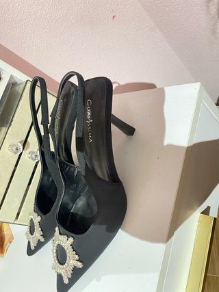 Tacones Cuissimma Negros con Pedrería