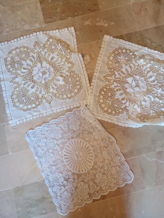 Set 3 Centrini Vintage Oro Bianco