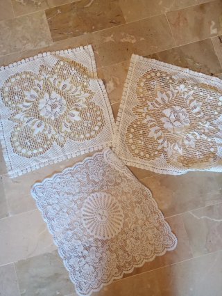 Set 3 Centrini Vintage Oro Bianco