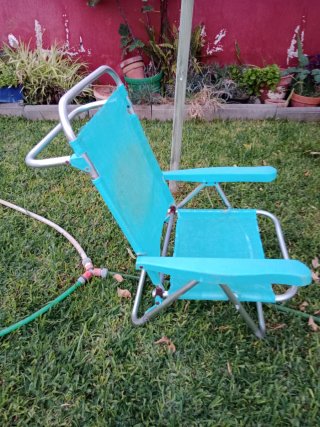 Sillón Playa Reclinable Tela y Metal