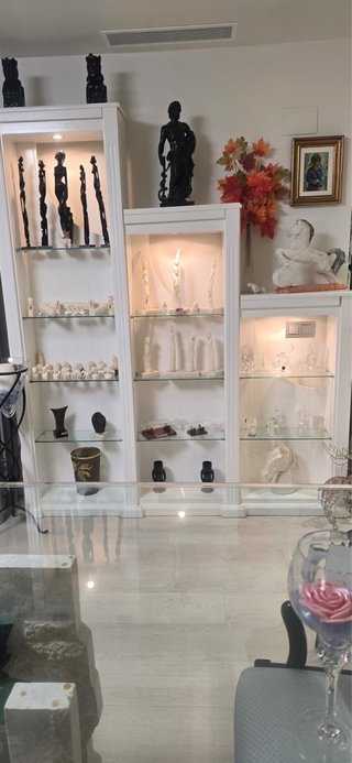 Estantería blanca 3 niveles madera y cristal