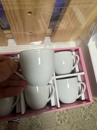 Set de 6 Tazas de Porcelana Blanca