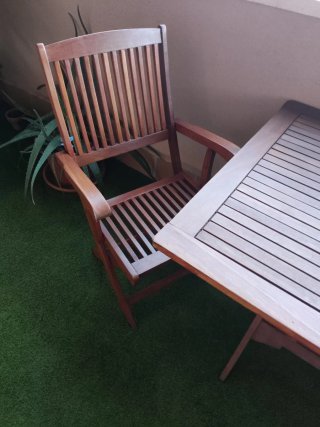 Mesa y 6 Sillas Teka Jardín Madera