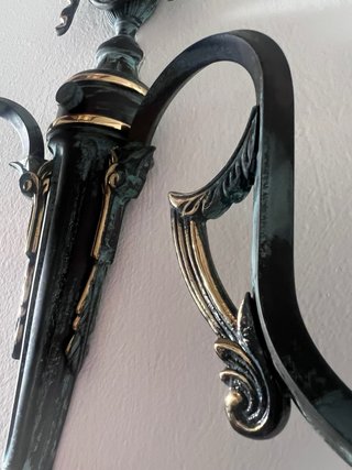 Lote 6 Apliques Pared Bronce y Verde.