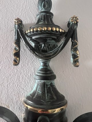 Lote 6 Apliques Pared Bronce y Verde.