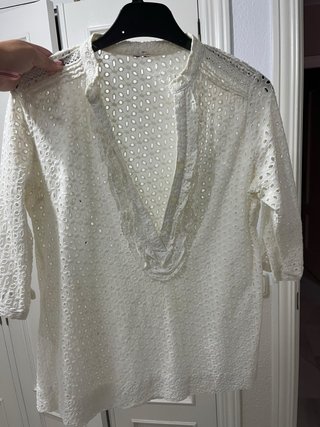 Blusa blanca perforada talla única