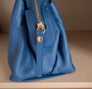 Borsa Pelle Blu Tracolla Multicolore