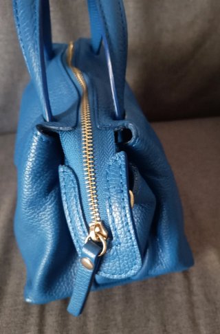 Borsa Pelle Blu Tracolla Multicolore